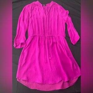 Aritzia Babaton | Hot Pink Fuchsia 100% Silk 'Bennett' Dress | Size Large